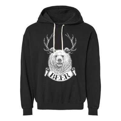 Bear Plus Deer Equals BEER  Garment-Dyed Fleece Hoodie