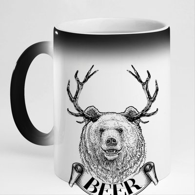 Bear Plus Deer Equals BEER  11oz Black Color Changing Mug