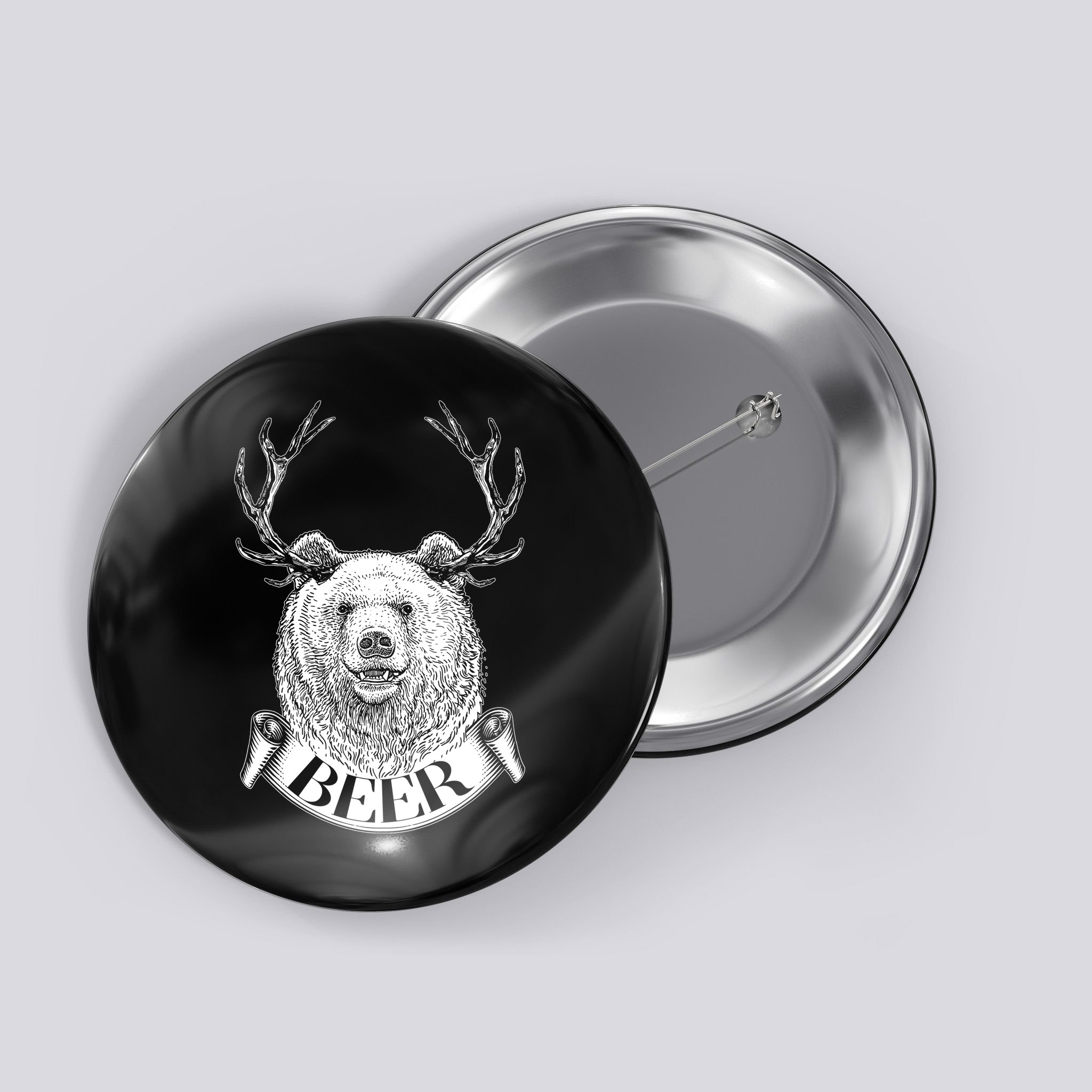 Bear Plus Deer Equals BEER  Button