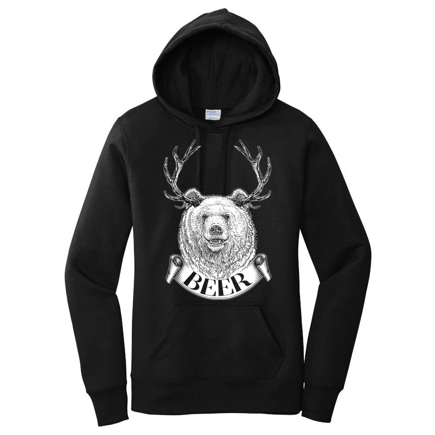 Bear Plus Deer Equals BEER  Women's Pullover Hoodie