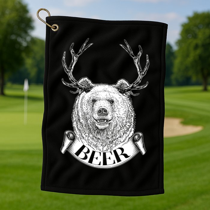 Bear Plus Deer Equals BEER  Golf Towel