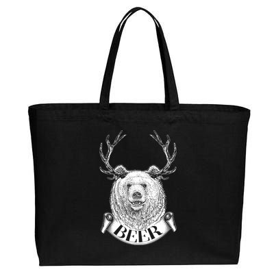 Bear Plus Deer Equals BEER  Cotton Canvas Jumbo Tote