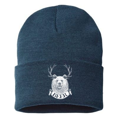 Bear Plus Deer Equals BEER  Sustainable Knit Beanie