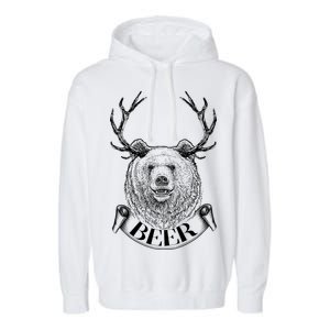 Bear Plus Deer Equals BEER  Garment-Dyed Fleece Hoodie