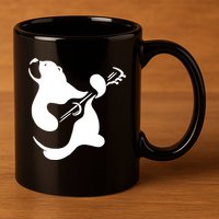 Bear Rocks Playing Guitar 11oz C Handle Ceramic Mug