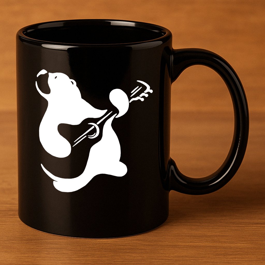 Bear Rocks Playing Guitar 11oz C Handle Ceramic Mug
