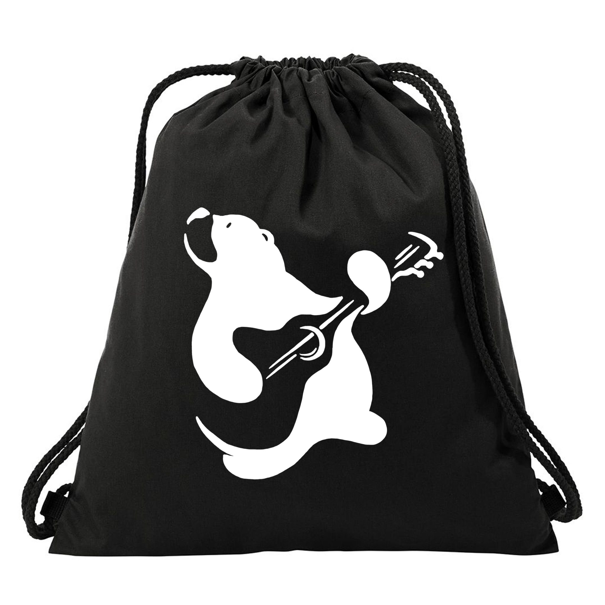 Bear Rocks Playing Guitar Drawstring Bag