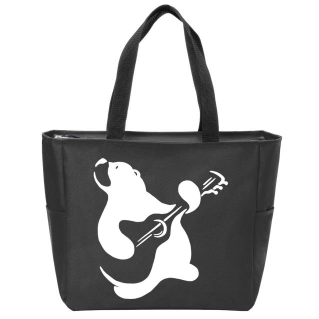 Bear Rocks Playing Guitar Zip Tote Bag
