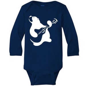 Bear Rocks Playing Guitar Baby Long Sleeve Bodysuit