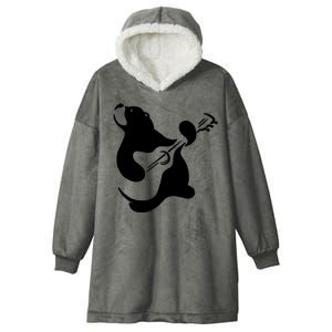 Bear Rocks Playing Guitar Hooded Wearable Blanket