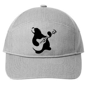 Bear Rocks Playing Guitar 7-Panel Snapback Hat