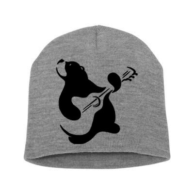 Bear Rocks Playing Guitar Short Acrylic Beanie