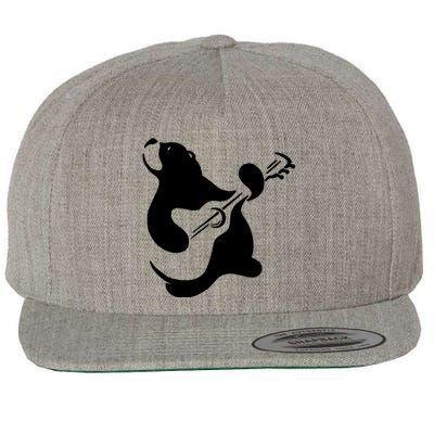 Bear Rocks Playing Guitar Wool Snapback Cap