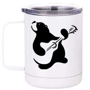 Bear Rocks Playing Guitar 12 oz Stainless Steel Tumbler Cup