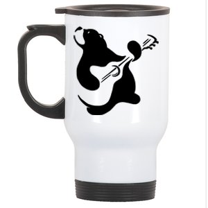 Bear Rocks Playing Guitar Stainless Steel Travel Mug