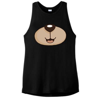 Bear Smiling Face Ladies PosiCharge Tri-Blend Wicking Tank