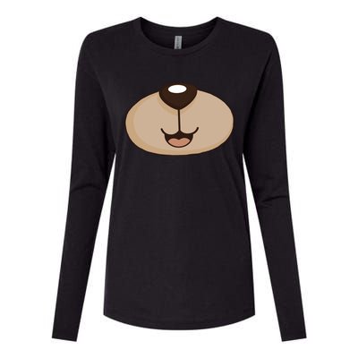 Bear Smiling Face Womens Cotton Relaxed Long Sleeve T-Shirt