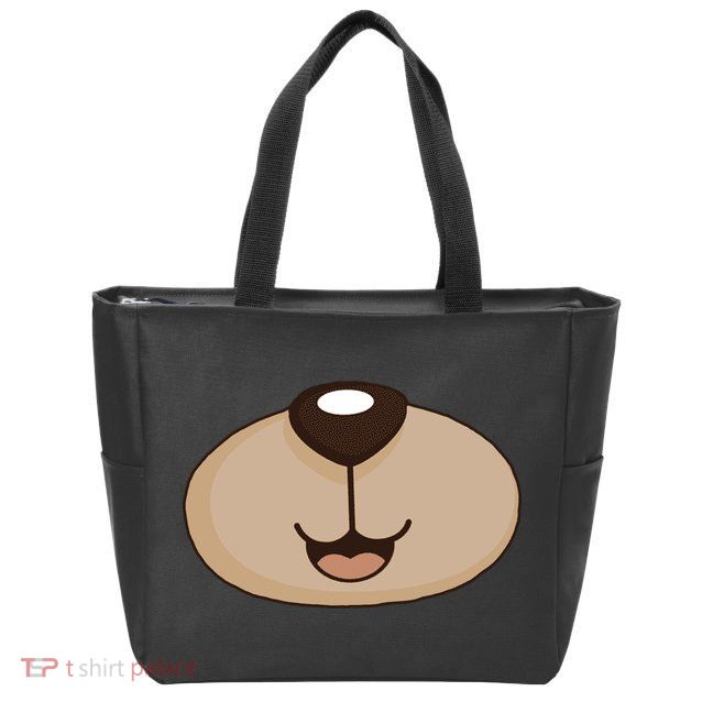 Bear Smiling Face Zip Tote Bag
