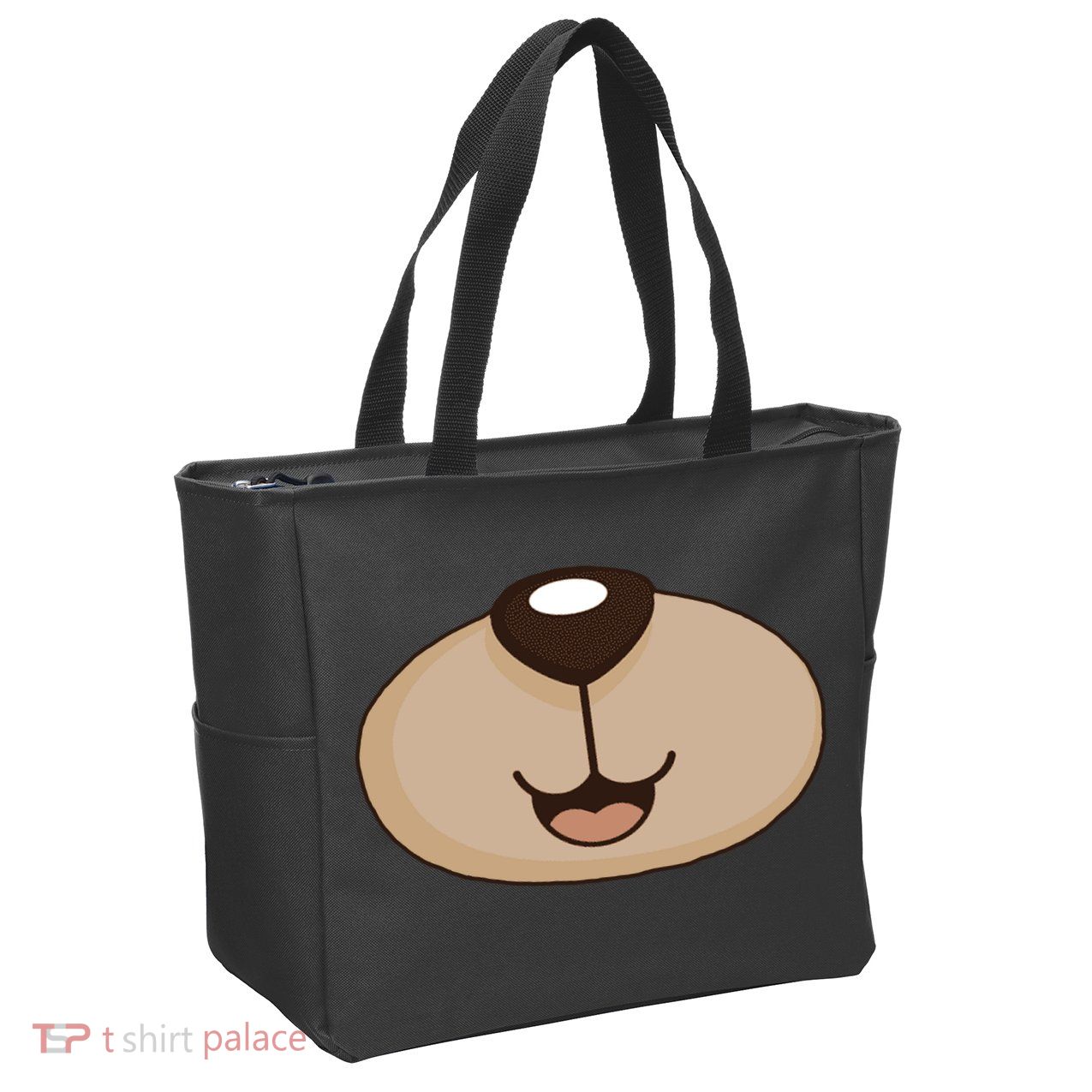 Bear Smiling Face Zip Tote Bag