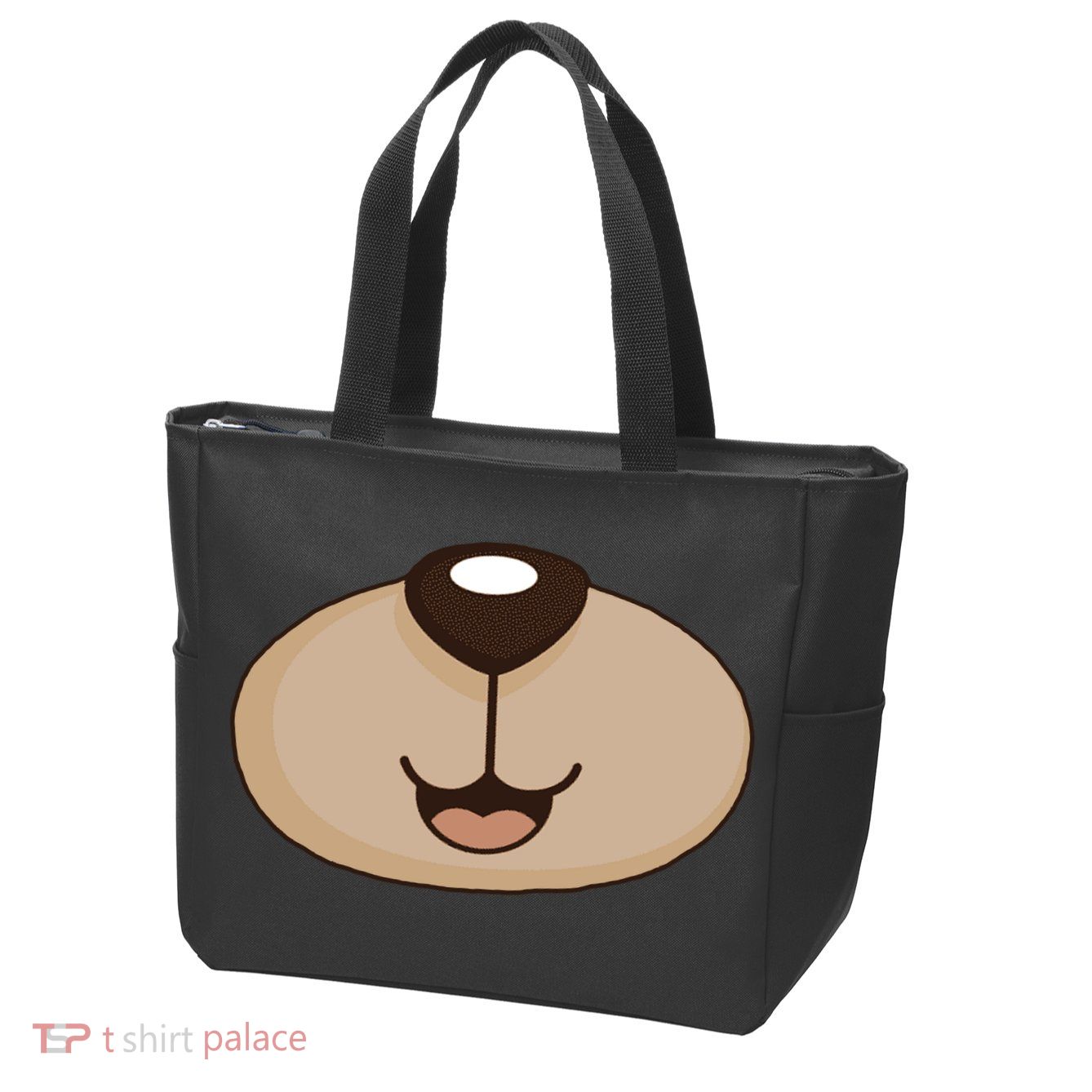 Bear Smiling Face Zip Tote Bag
