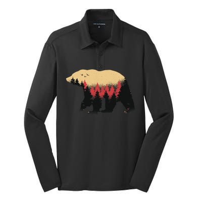 Bear Trees Silk Touch Performance Long Sleeve Polo