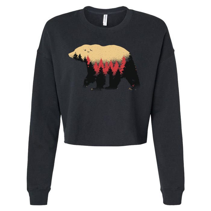 Bear Trees Cropped Pullover Crew
