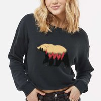 Bear Trees Cropped Pullover Crew