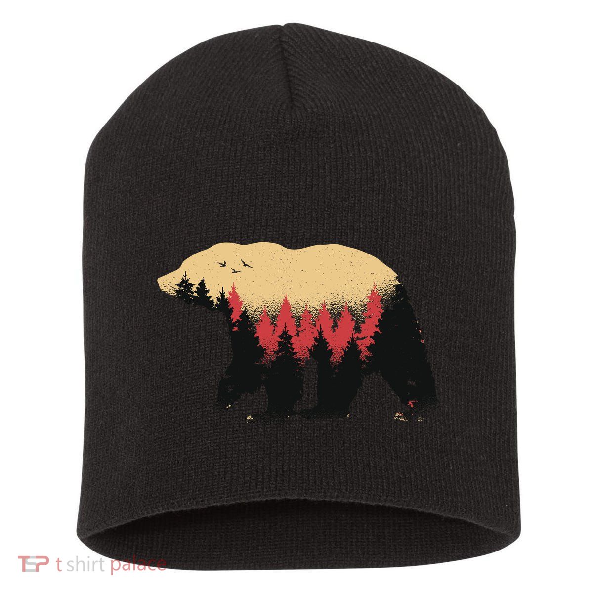 Bear Trees Short Acrylic Beanie