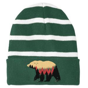 Bear Trees Striped Beanie with Solid Band