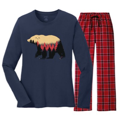 Bear Trees Women's Long Sleeve Flannel Pajama Set 