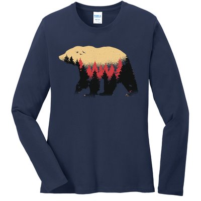 Bear Trees Ladies Long Sleeve Shirt