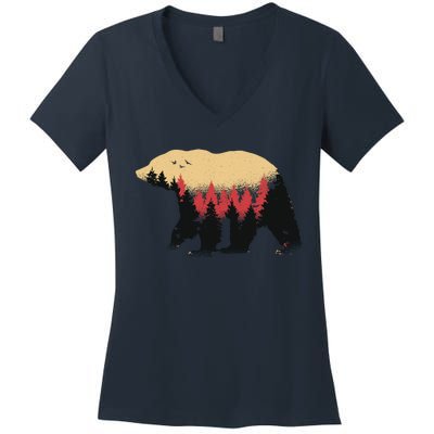 Bear Trees Women's V-Neck T-Shirt