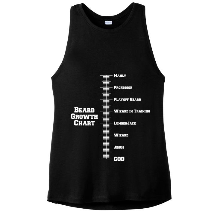 Beard Growth Ruler Funny Man To God Chart Ladies PosiCharge Tri-Blend Wicking Tank