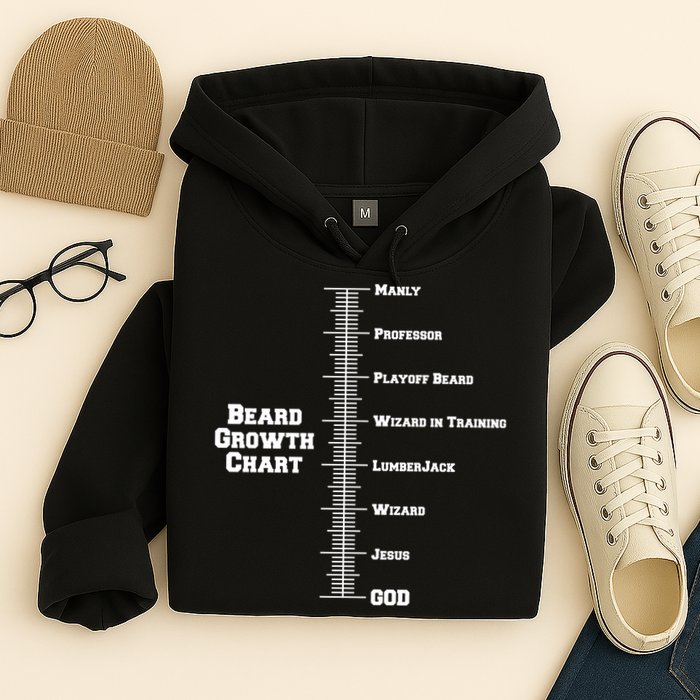 Beard Growth Ruler Funny Man To God Chart Hoodie
