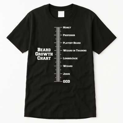 Beard Growth Ruler Funny Man To God Chart Tall T-Shirt