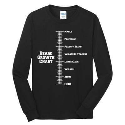 Beard Growth Ruler Funny Man To God Chart Tall Long Sleeve T-Shirt