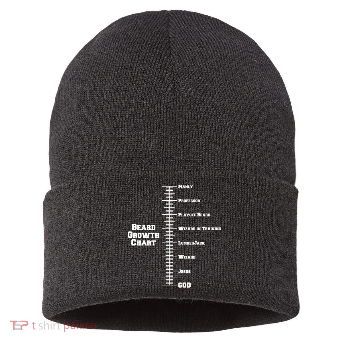 Beard Growth Ruler Funny Man To God Chart Sustainable Knit Beanie