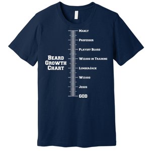 Beard Growth Ruler Funny Man To God Chart Premium T-Shirt