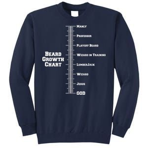 Beard Growth Ruler Funny Man To God Chart Tall Sweatshirt