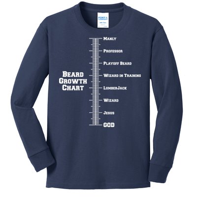 Beard Growth Ruler Funny Man To God Chart Kids Long Sleeve Shirt