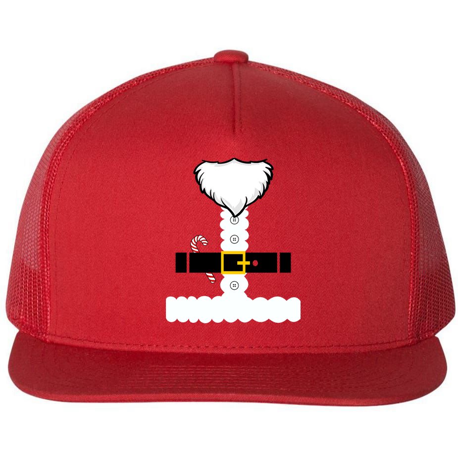 Beard Santa Claus Costume Suit Flat Bill Trucker Hat