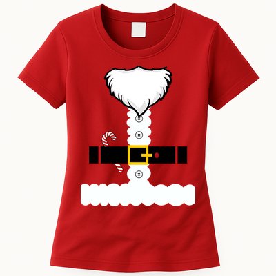 Beard Santa Claus Costume Suit Womens T-Shirt