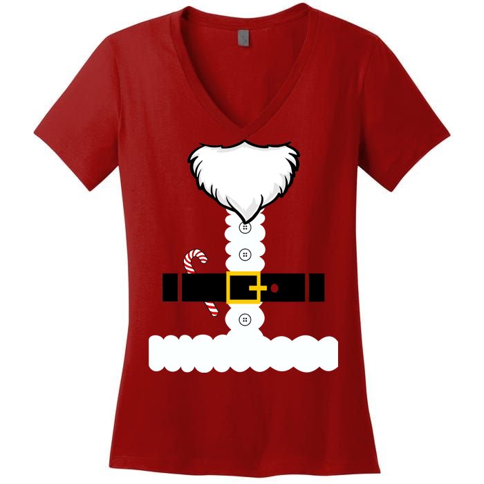 Beard Santa Claus Costume Suit Women's V-Neck T-Shirt