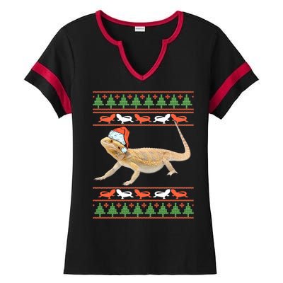 Bearded Dragon Christmas Ladies Halftime Notch Neck Tee