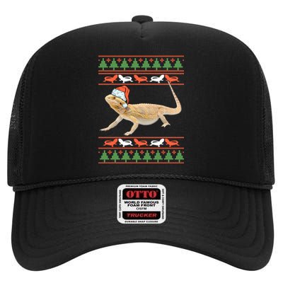 Bearded Dragon Christmas High Crown Mesh Back Trucker Hat