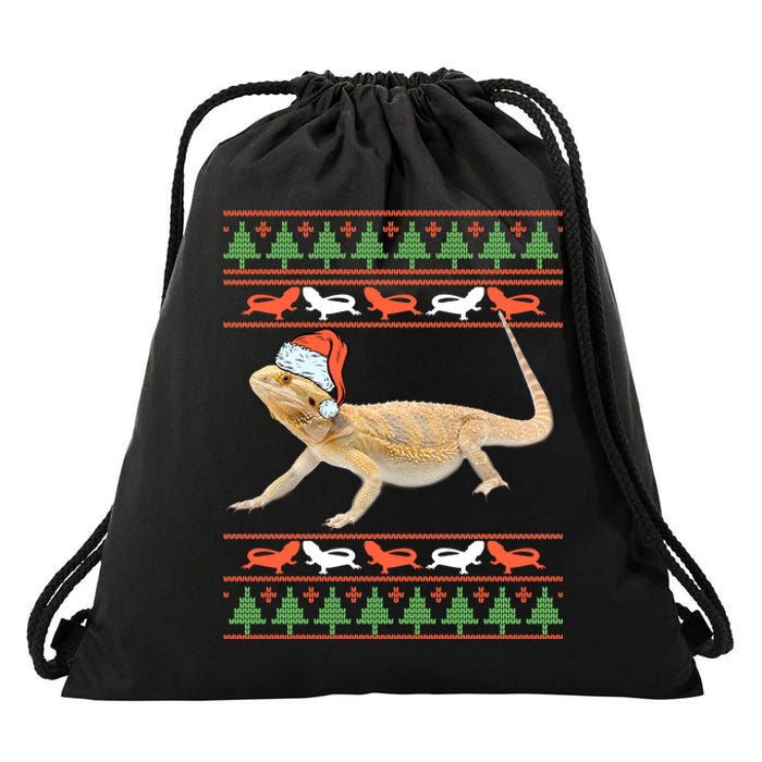 Bearded Dragon Christmas Drawstring Bag