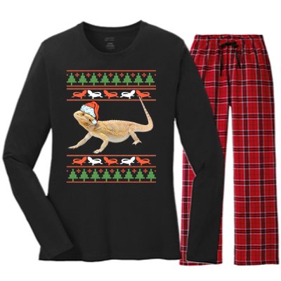 Bearded Dragon Christmas Women's Long Sleeve Flannel Pajama Set 