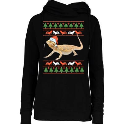 Bearded Dragon Christmas Womens Funnel Neck Pullover Hood