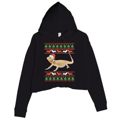 Bearded Dragon Christmas Crop Fleece Hoodie