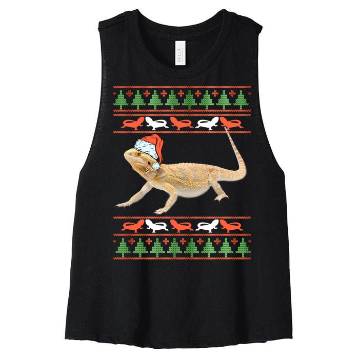 Bearded Dragon Christmas Women's Racerback Cropped Tank